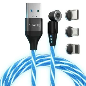 Statik GloBright Magnetisches 3-in-1 USB-Ladekabel Licht-Up - 1m